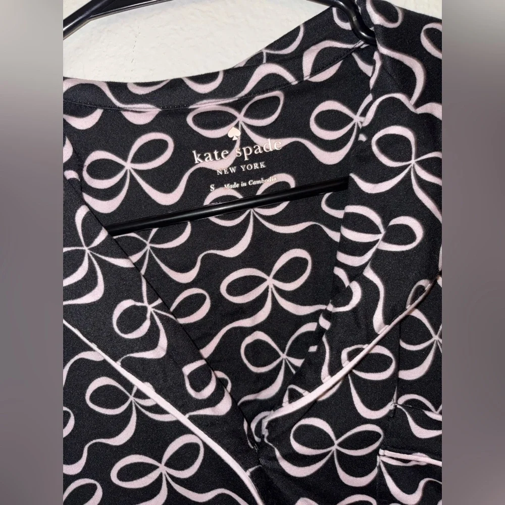 Kate Spade Bow Print Pajama Button Down Sleep Shirt - Size Small